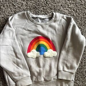 Gray Petit Hailey Sweatshirt with Rainbow Embroidery size 7